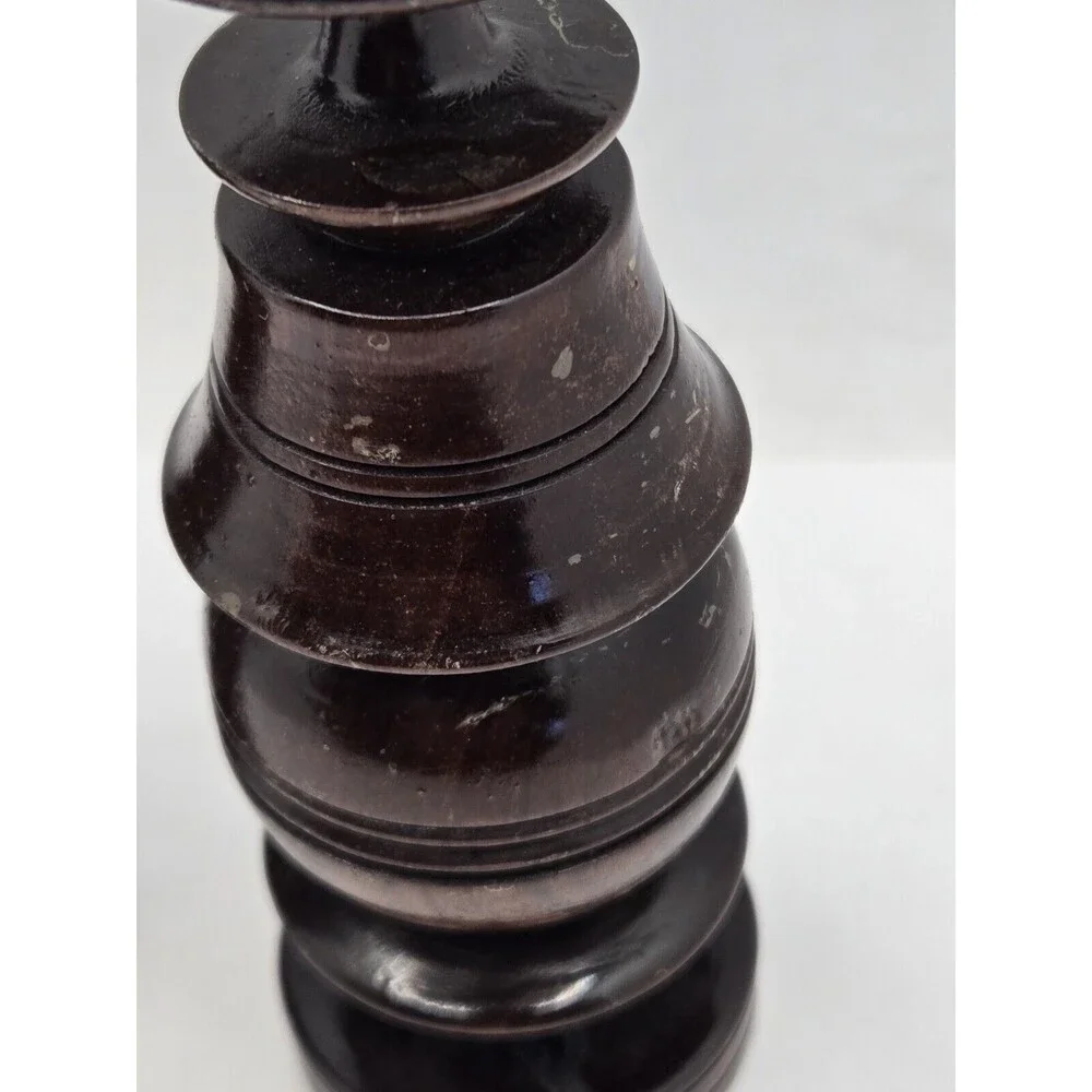 Antique Hand Made Turned Wood Gothic Style Wooden Candle Stick Holder Old World